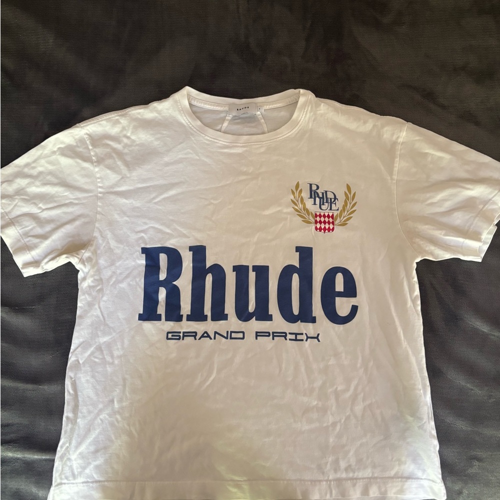 Rhude White Short Sleeve Tee with Bold Logo
